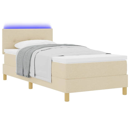 Letto a Sorgente LED con strisce LED Crema 90 x 200 cm Tessuto | homemem39