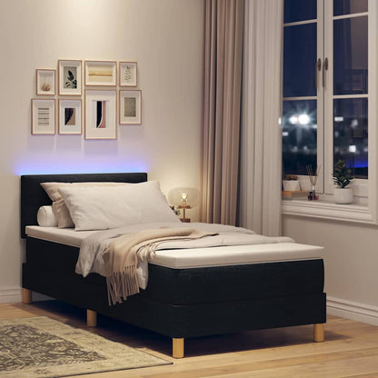 Letto a Sorgente LED con strisce LED Nero 100 x 200 cm Tessuto | homemem39