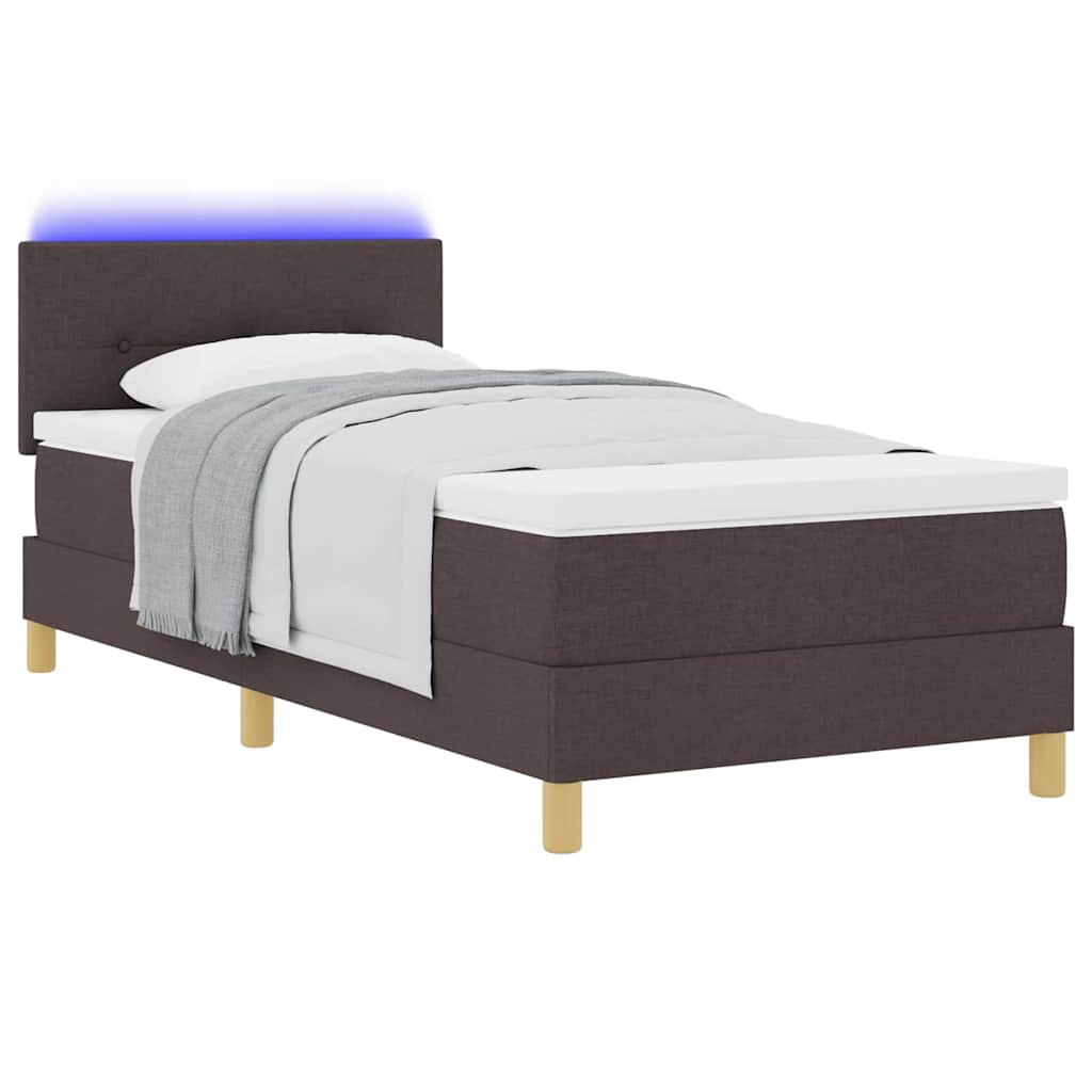 Letto a Sorgente LED Marrone Scuro 100 x 200 cm Tessuto | homemem39