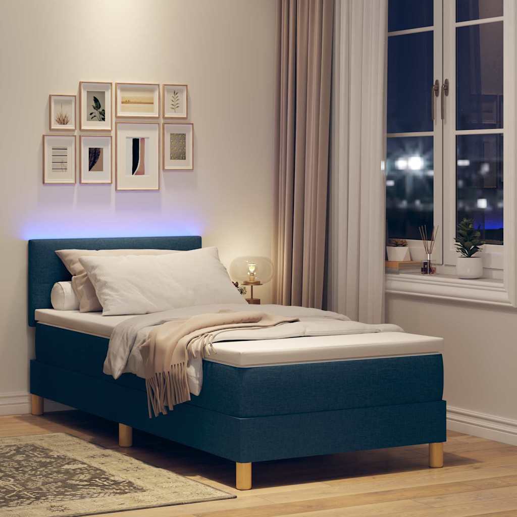 Letto a Sorgente LED con strisce LED Blu 100 x 200 cm Tessuto | homemem39