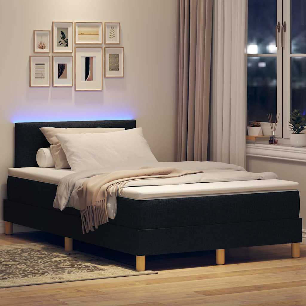 Letto a Sorgente LED con strisce LED Nero 120 x 190 cm Tessuto | homemem39
