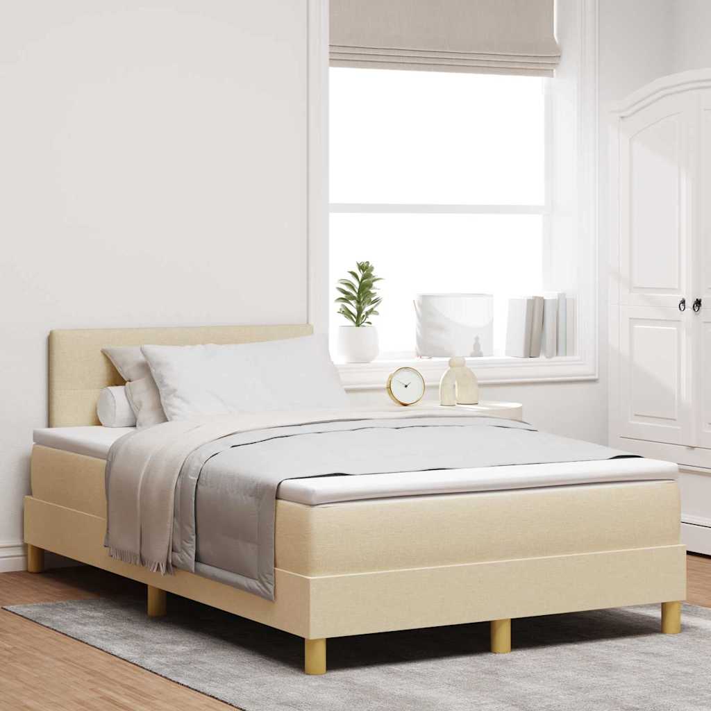 Letto a Sorgente LED con strisce LED Crema 120 x 190 cm Tessuto | homemem39