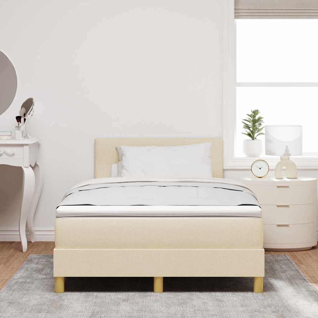 Letto a Sorgente LED con strisce LED Crema 120 x 190 cm Tessuto | homemem39