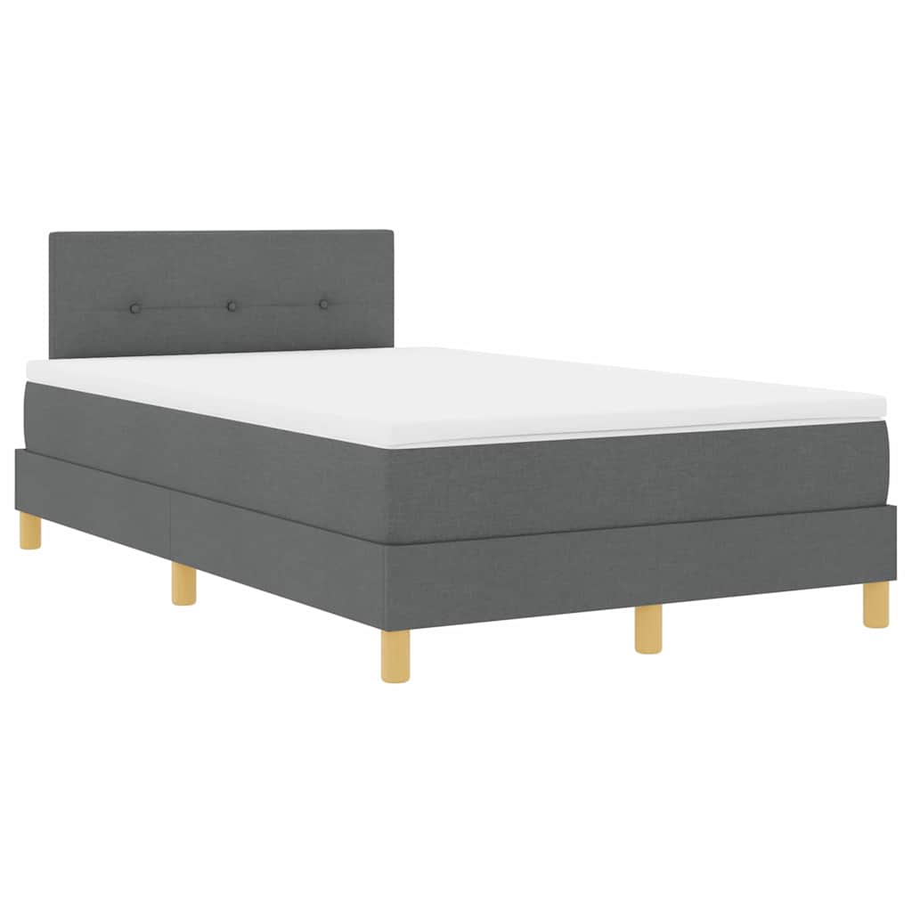 Letto a Sorgente LED Grigio scuro 120 x 200 cm Tessuto