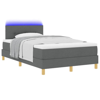 Letto a Sorgente LED Grigio scuro 120 x 200 cm Tessuto