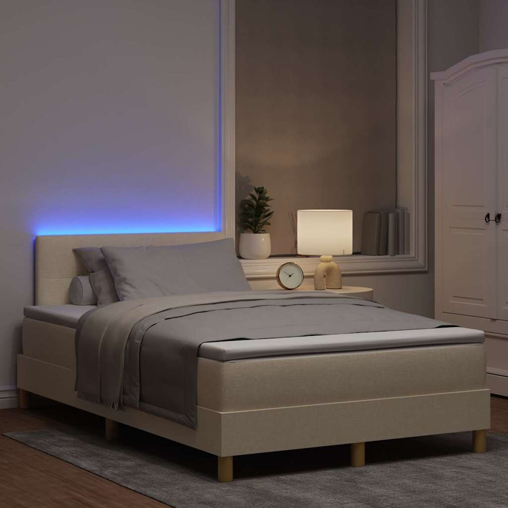 Letto a Sorgente LED con strisce LED Crema 120 x 200 cm Tessuto | homemem39
