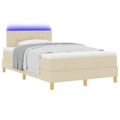 Letto a Sorgente LED con strisce LED Crema 120 x 200 cm Tessuto | homemem39