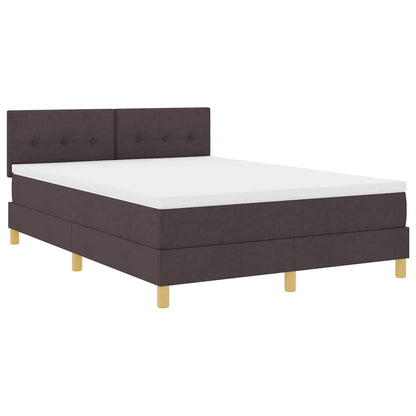 Letto a Sorgente LED Marrone Scuro 140 x 190 cm Tessuto