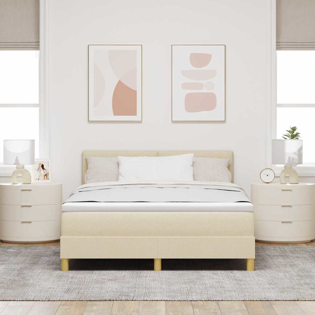Letto a Sorgente LED con strisce LED Crema 140 x 190 cm Tessuto