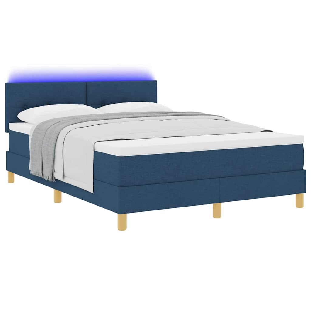 Letto a Sorgente LED con strisce LED Blu 140 x 190 cm Tessuto | homemem39