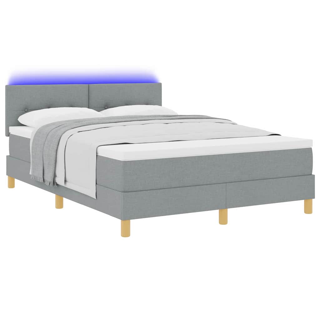 Letto a Sorgente LED Grigio chiaro 140 x 200 cm Tessuto | homemem39