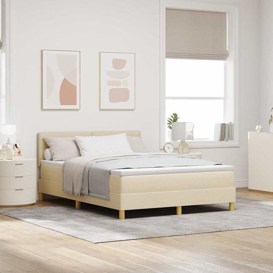 Letto a Sorgente LED con strisce LED Crema 140 x 200 cm Tessuto | homemem39
