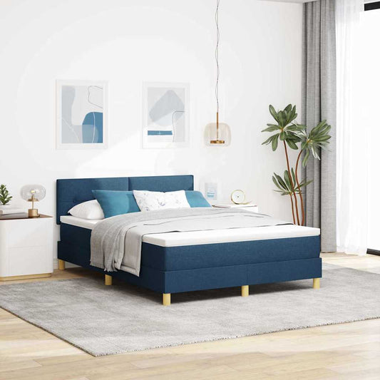 Letto a Sorgente LED con strisce LED Blu 140 x 200 cm Tessuto | homemem39