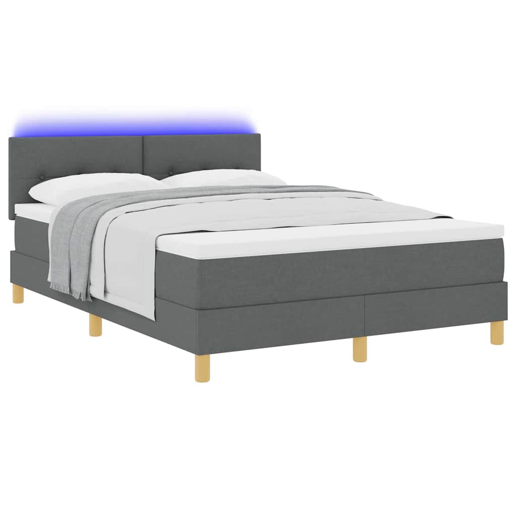 Letto a Sorgente LED Grigio scuro 160 x 200 cm Tessuto | homemem39