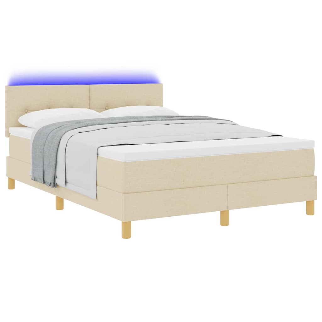 Letto a Sorgente LED con strisce LED Crema 160 x 200 cm Tessuto | homemem39