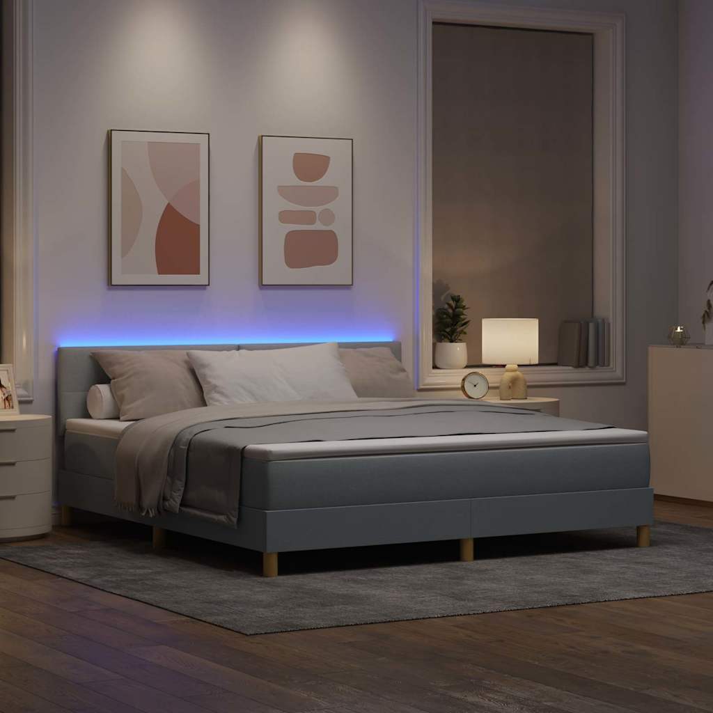 Letto a Sorgente LED con led Grigio chiaro 180 x 200 cm Tessuto