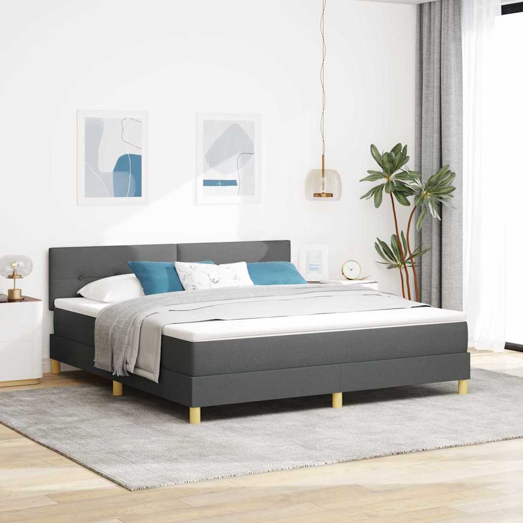 Letto a Sorgente LED Grigio scuro 180 x 200 cm Tessuto | homemem39