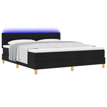 Letto a Sorgente LED con strisce LED Nero 180 x 200 cm Tessuto | homemem39