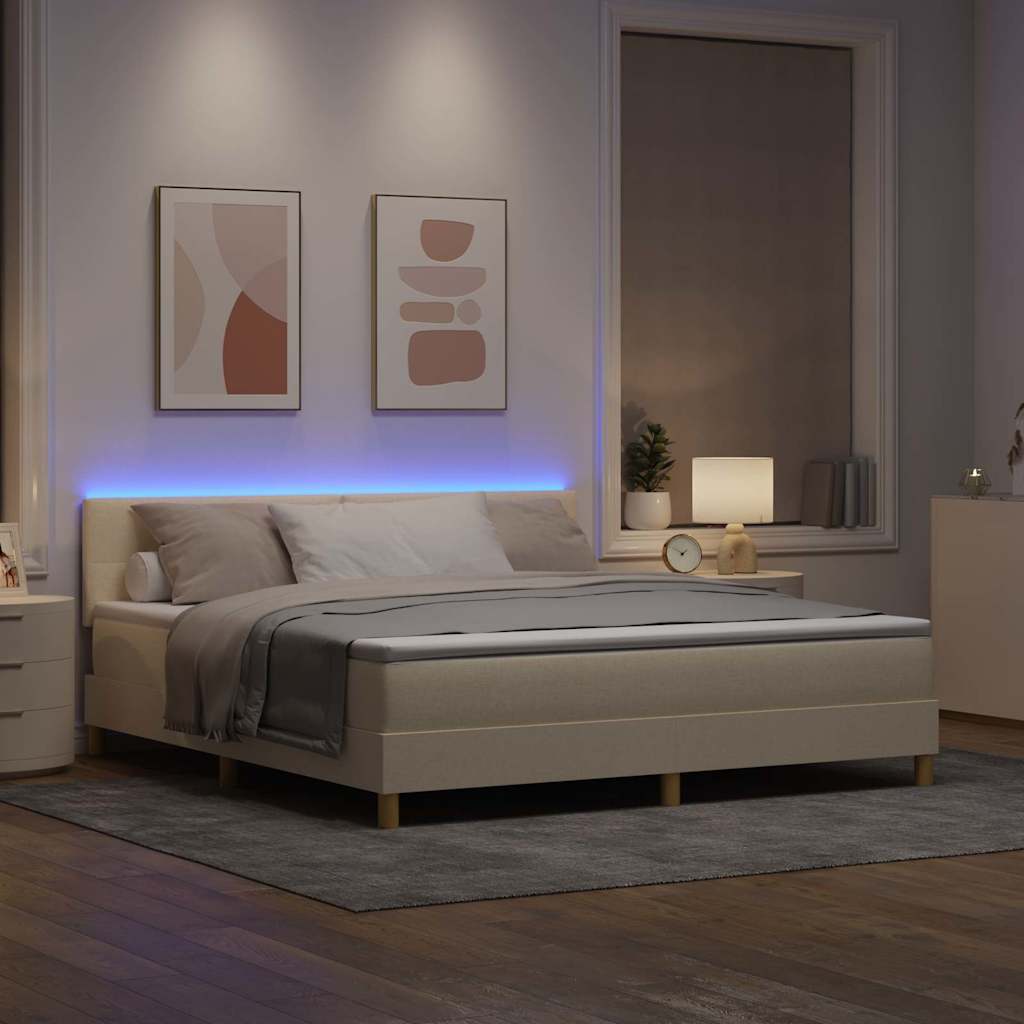 Letto a Sorgente LED con strisce LED Crema 180 x 200 cm Tessuto | homemem39
