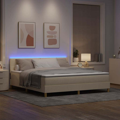 Letto a Sorgente LED con strisce LED Crema 180 x 200 cm Tessuto | homemem39