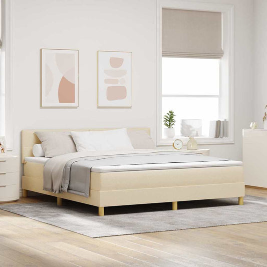 Letto a Sorgente LED con strisce LED Crema 180 x 200 cm Tessuto | homemem39
