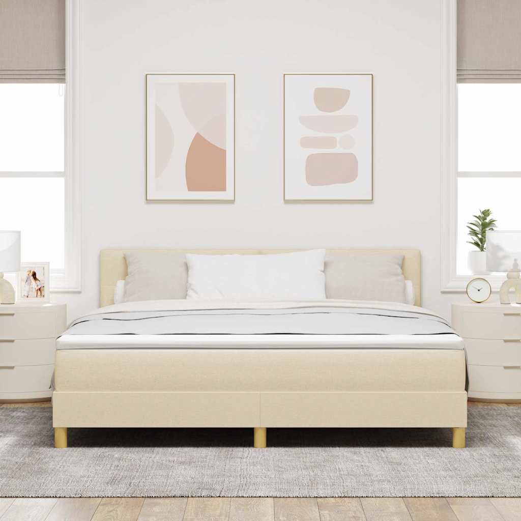Letto a Sorgente LED con strisce LED Crema 180 x 200 cm Tessuto | homemem39