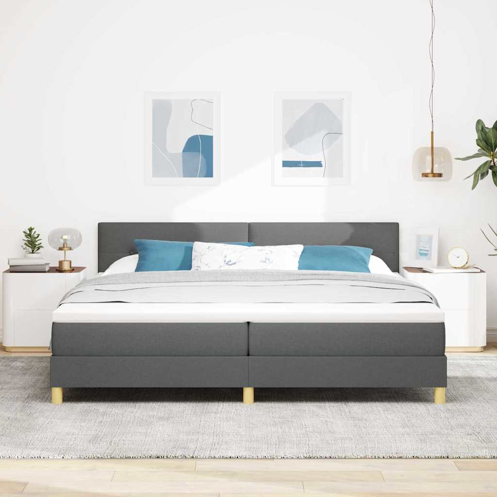 Letto a molle con materasso Grigio scuro 200 x 200 cm Tessuto