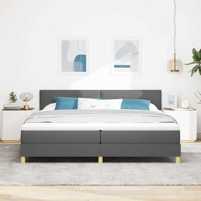 Letto a molle con materasso Grigio scuro 200 x 200 cm Tessuto