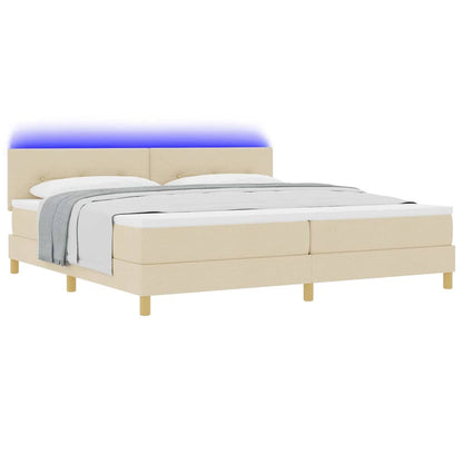 Letto a Sorgente LED con cuscino Crema 200 x 200 cm Tessuto | homemem39