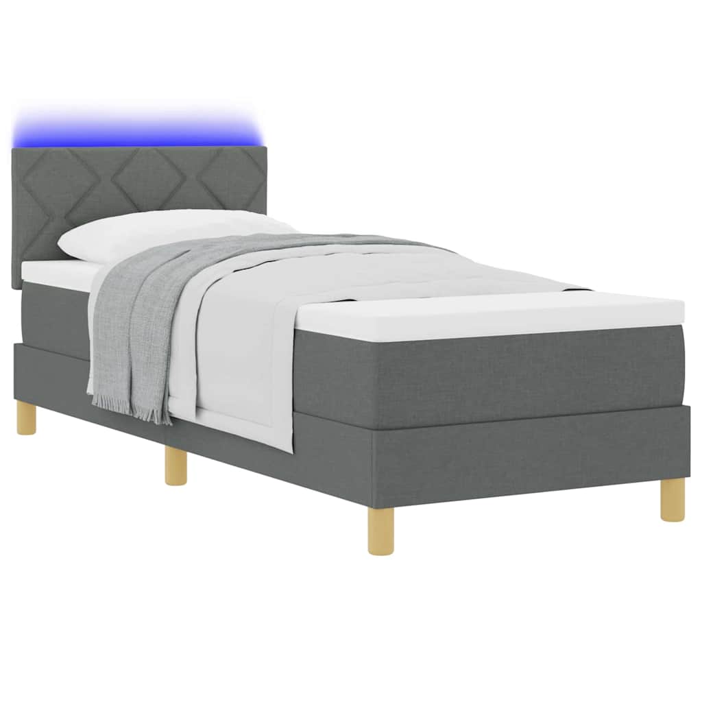 Letto a Sorgente LED Grigio scuro 80 x 200 cm Tessuto | homemem39