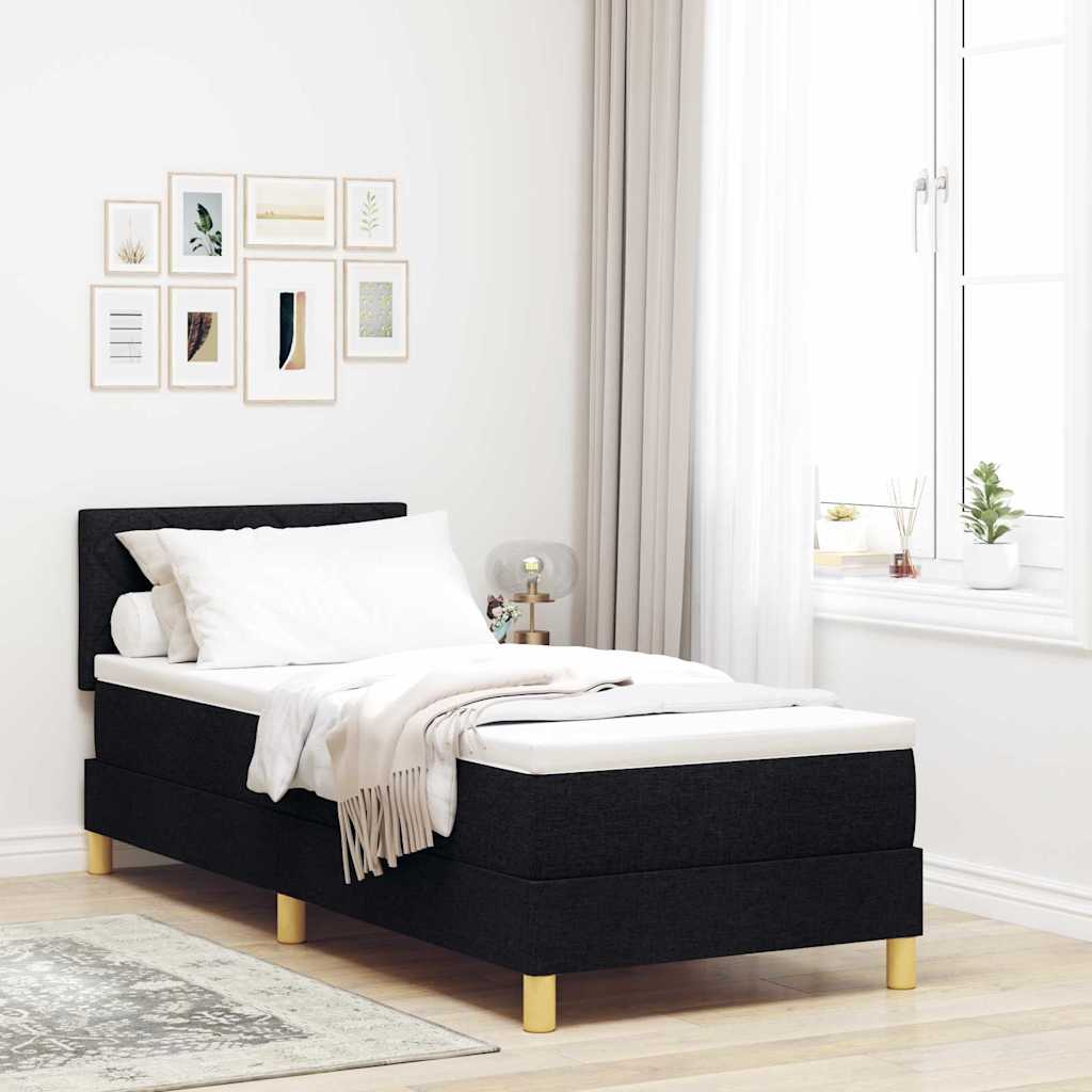 Letto a Sorgente LED con cuscino Nero 80 x 200 cm Tessuto