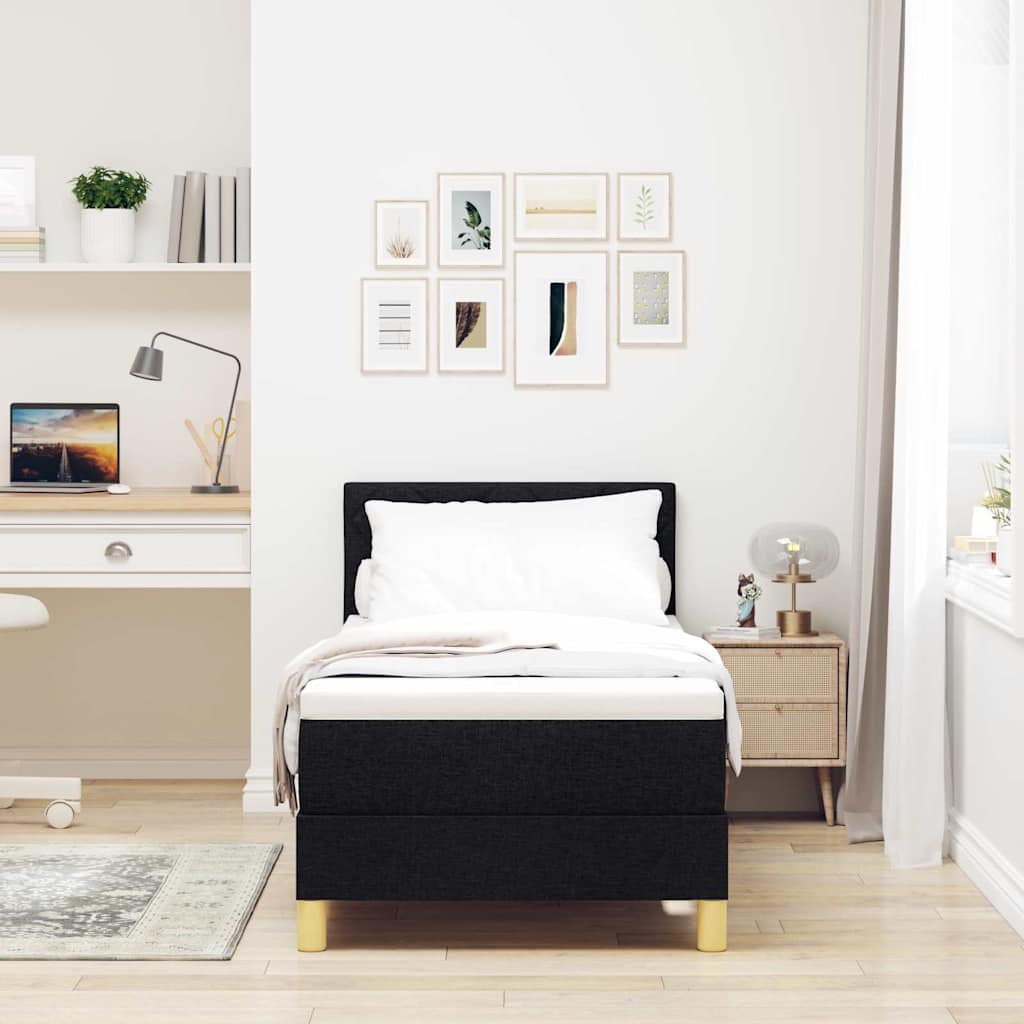 Letto a Sorgente LED con cuscino Nero 80 x 200 cm Tessuto | homemem39