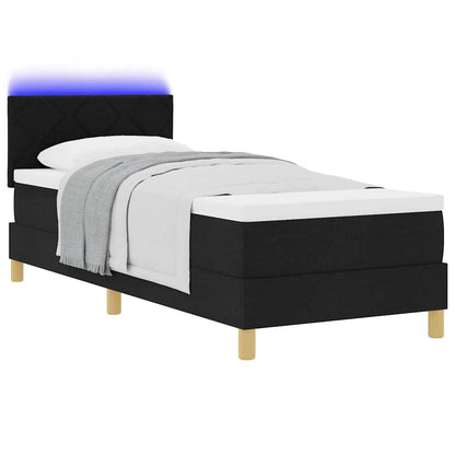 Letto a Sorgente LED con cuscino Nero 80 x 200 cm Tessuto