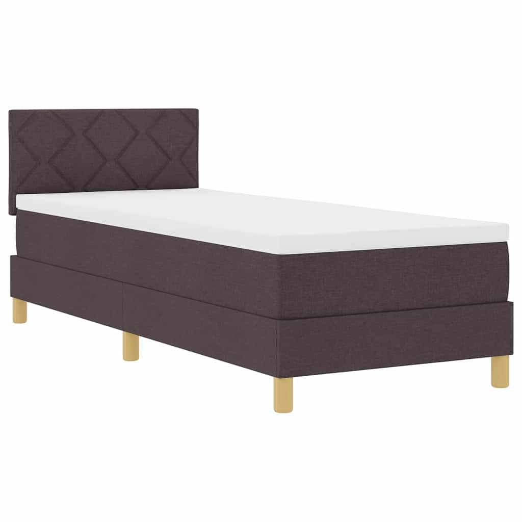 Letto a Sorgente LED Marrone Scuro 80 x 200 cm Tessuto