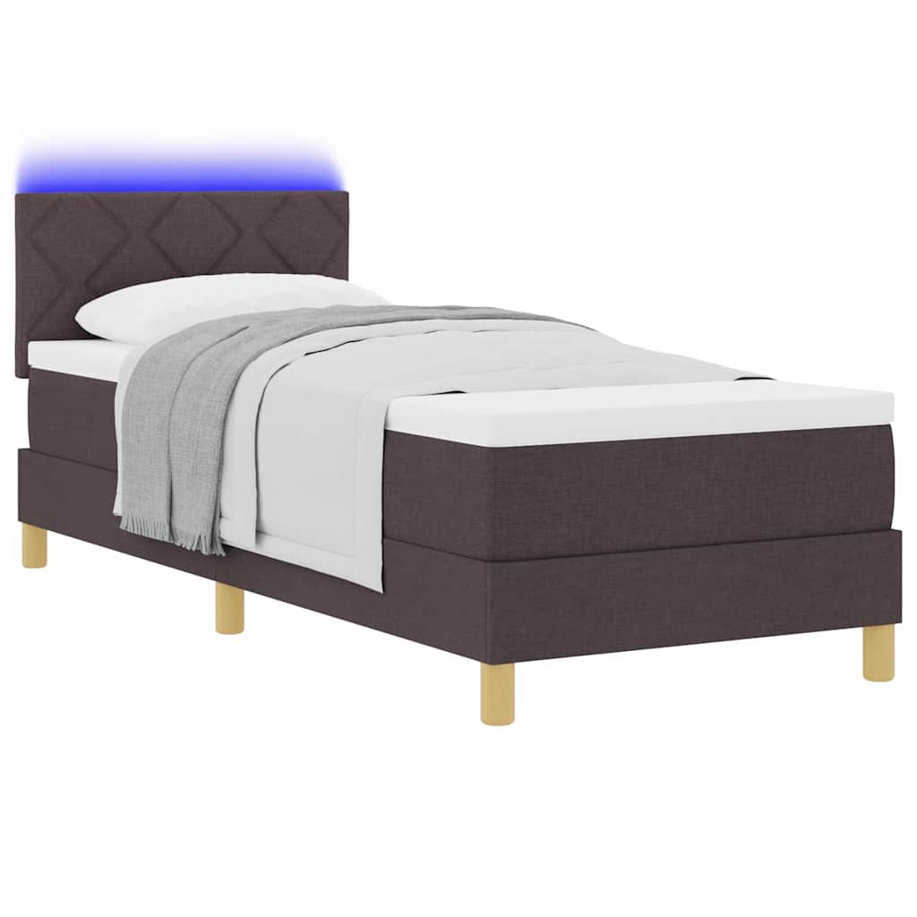 Letto a Sorgente LED Marrone Scuro 80 x 200 cm Tessuto
