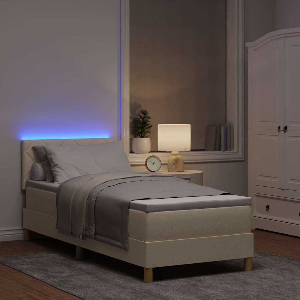 Letto a Sorgente LED con strisce LED Crema 80 x 200 cm Tessuto | homemem39