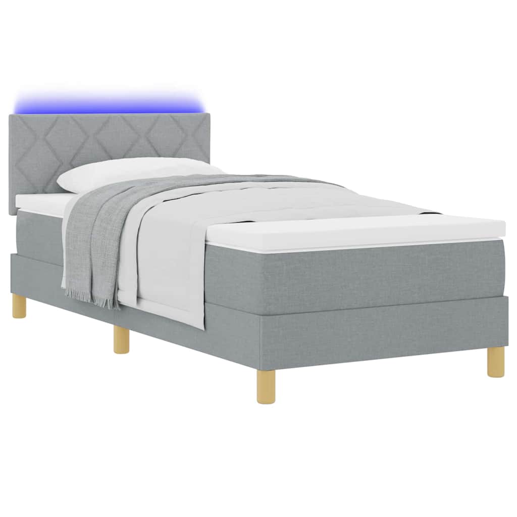 Letto a Sorgente LED Grigio chiaro 90 x 190 cm Tessuto