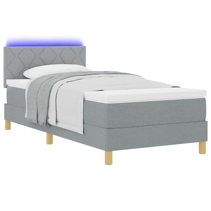 Letto a Sorgente LED Grigio chiaro 90 x 190 cm Tessuto