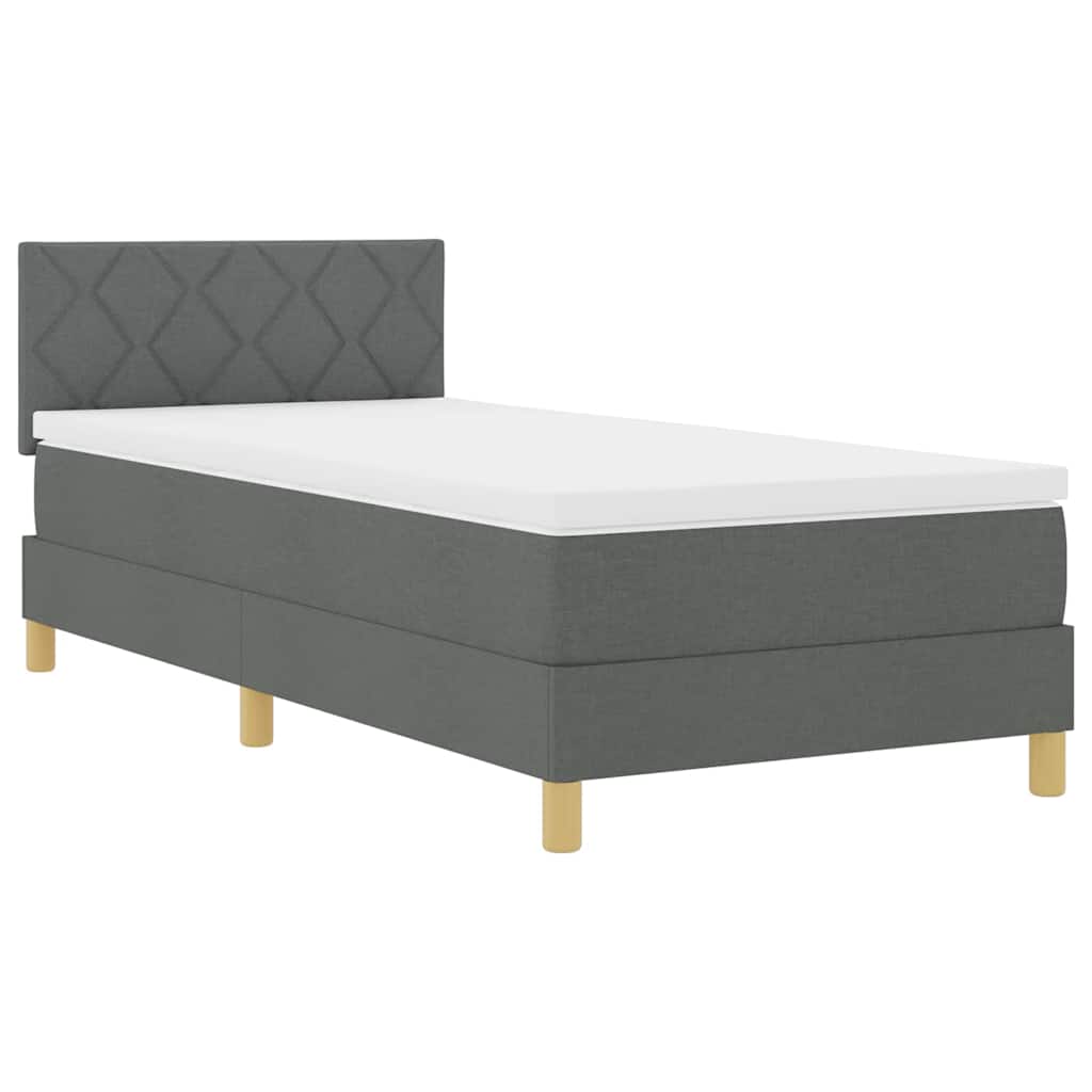 Letto a molle con materasso Grigio scuro 90 x 190 cm Tessuto