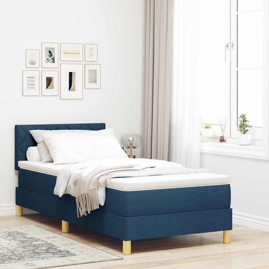 Letto a Sorgente LED con cuscino Blu 90 x 190 cm Tessuto