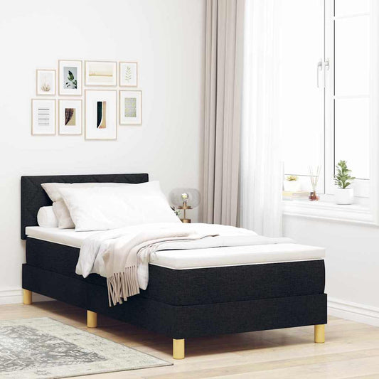 Letto a Sorgente LED con strisce LED Nero 90 x 200 cm Tessuto | homemem39