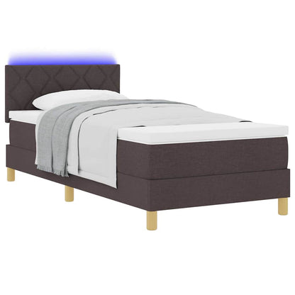 Letto a Sorgente LED Marrone Scuro 100 x 200 cm Tessuto