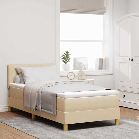 Letto a Sorgente LED con cuscino Crema 100 x 200 cm Tessuto | homemem39