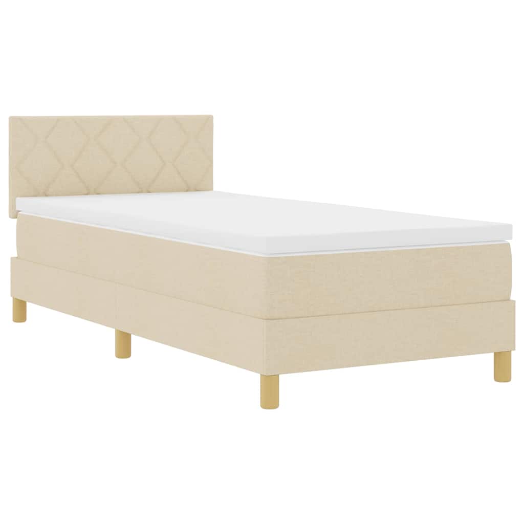 Letto a Sorgente LED con materasso Crema 100 x 200 cm Tessuto