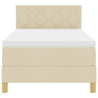 Letto a Sorgente LED con materasso Crema 100 x 200 cm Tessuto