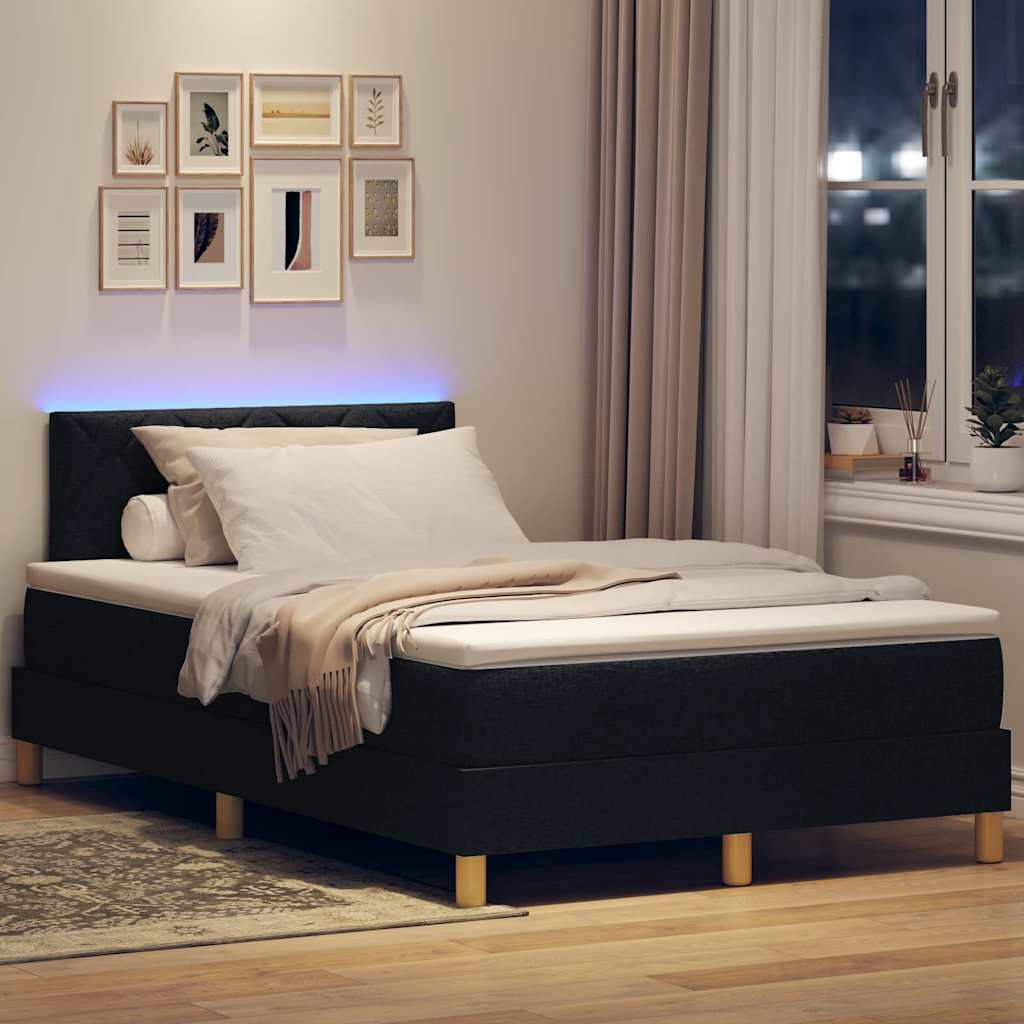 Letto a Sorgente LED con cuscino Nero 120 x 190 cm Tessuto | homemem39