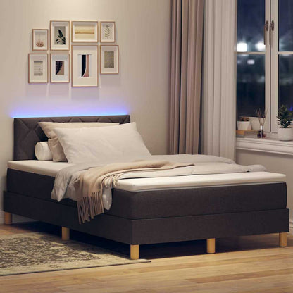 Letto a Sorgente LED Marrone Scuro 120 x 190 cm Tessuto