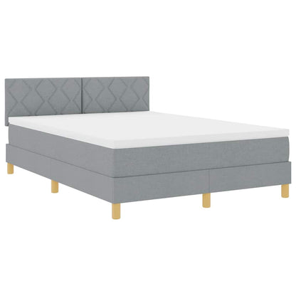 Letto a molle con materasso Grigio chiaro 140 x 190 cm Tessuto