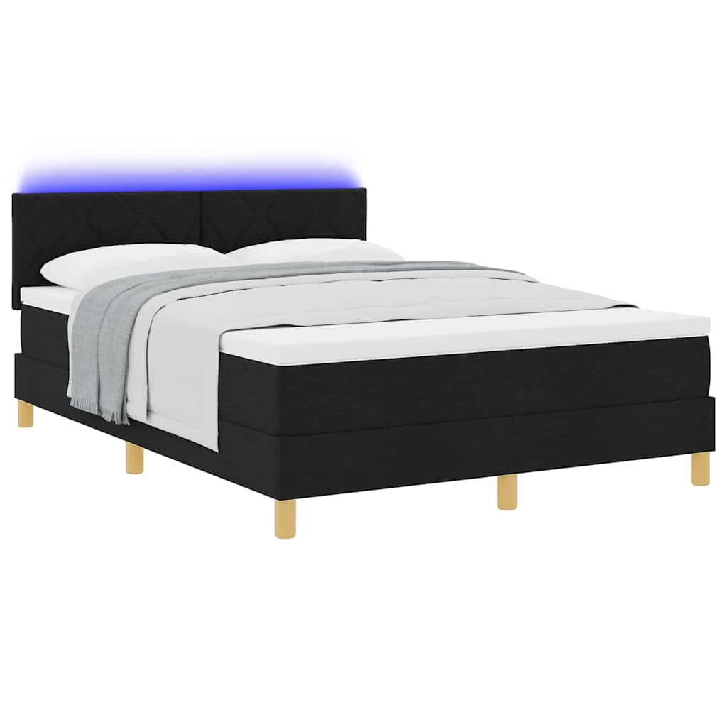 Letto a Sorgente LED con strisce LED Nero 140 x 190 cm Tessuto | homemem39