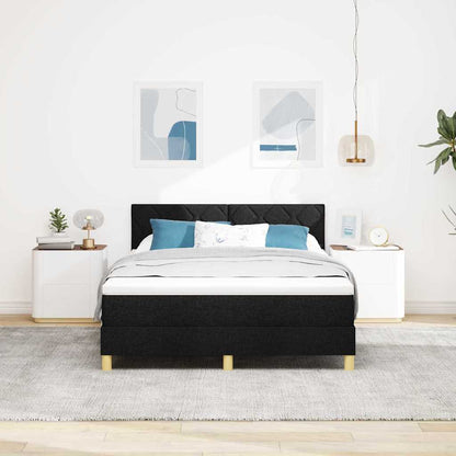 Letto a Sorgente LED con strisce LED Nero 140 x 200 cm Tessuto | homemem39